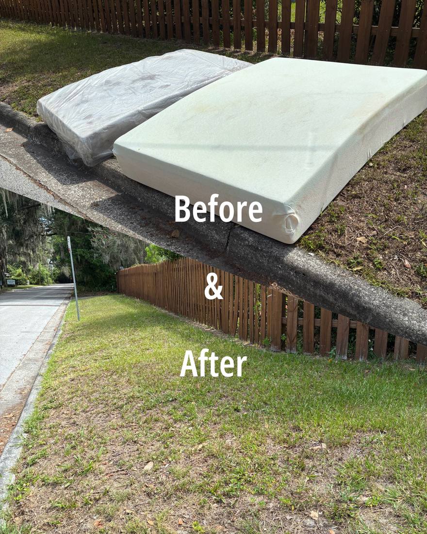 Curbside mattress removal before and after by OverKnight junk removal